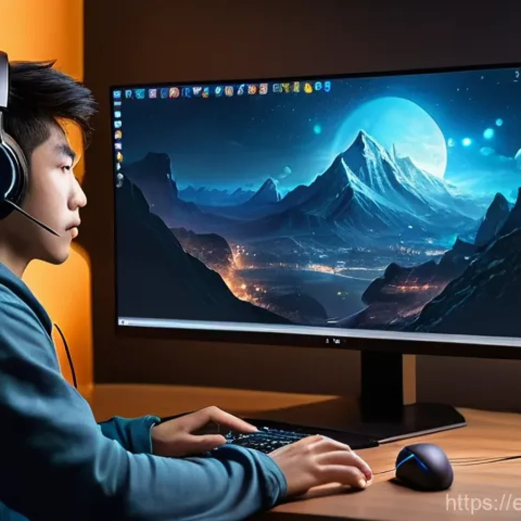 블레이드앤소울 인벤 활용법 - **A focused young gamer immersed in a fantasy world.** A dynamic, medium-close-up shot of a youn...