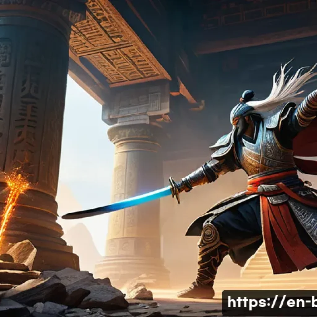 블레이드앤소울 메인 스토리 요약 - A dynamic scene depicting a fierce battle between a Blade Master clan warrior and a mystical Windwal...