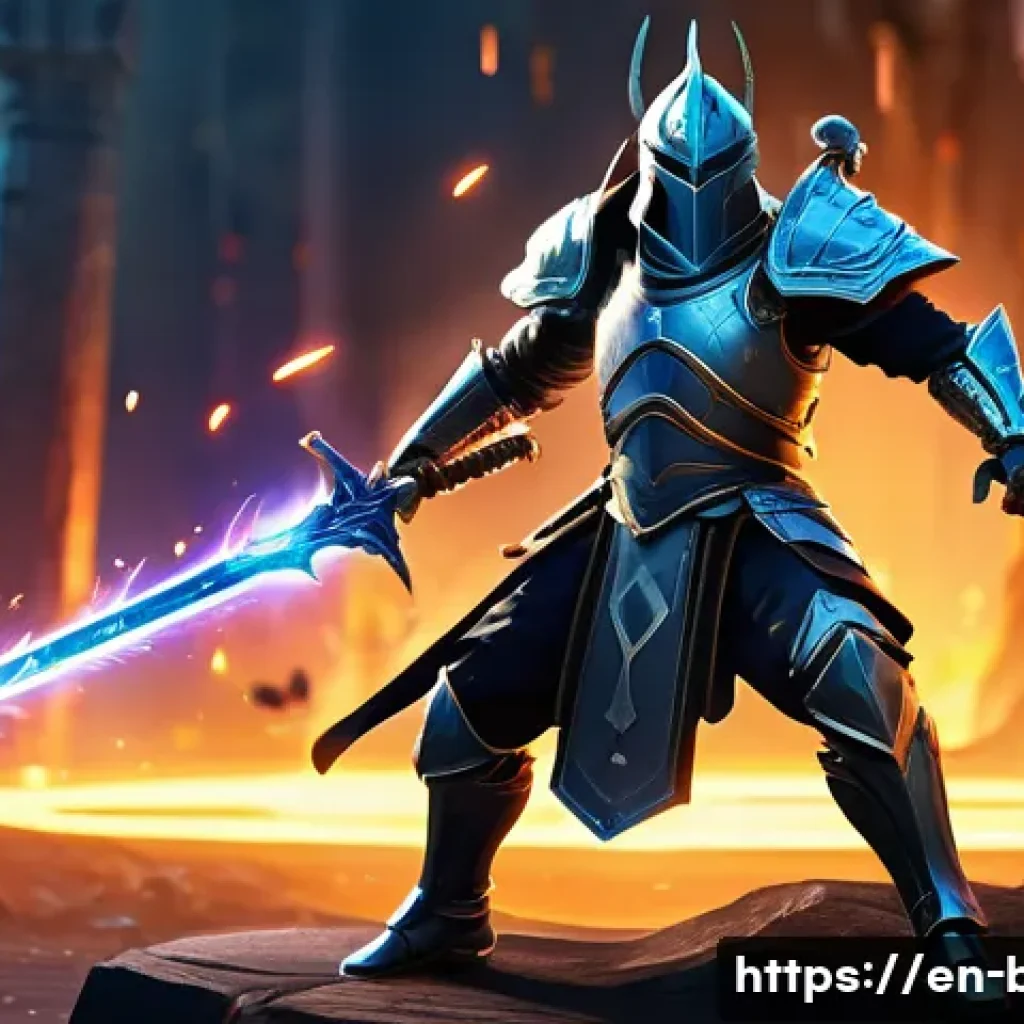 블레이드앤소울 PVP 필수 아이템 - A dynamic PvP warrior poised in mid-combat stance wielding a sleek, enchanted greatsword glowing wit...