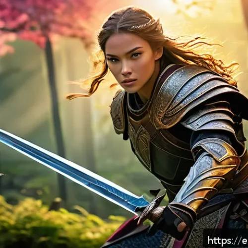 Home 31 블레이드앤소울 특화 세트 효과 - A dynamic fantasy battle scene featuring a Blade Dancer character in detailed, ornate armor from the...
